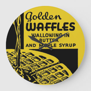 Golden Waffles Frühstück Große Wanduhr