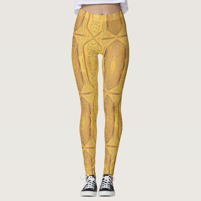Golden warm geometrische Designausstattungen kitty Leggings (Vorderseite)