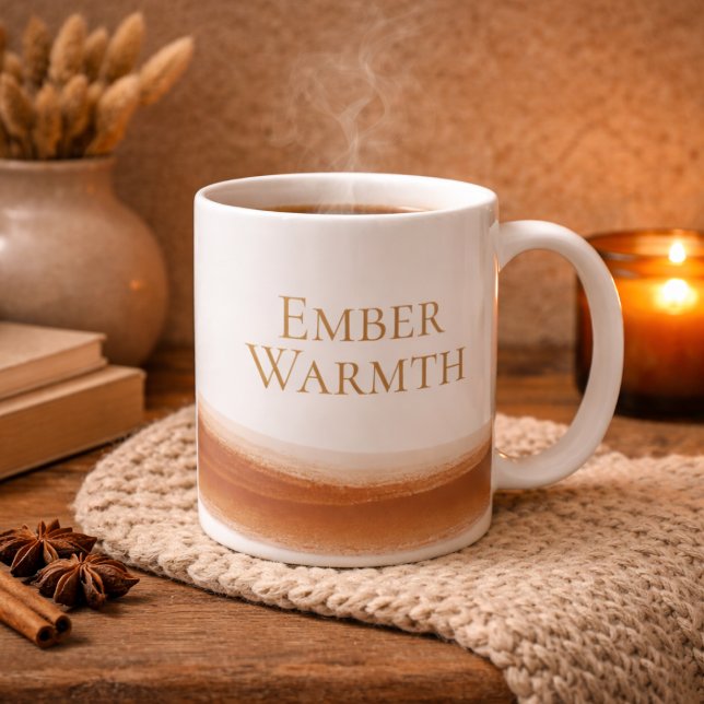 Golden Warmth Swoosh Classic Mug, 11 oz Kaffeetasse (White and gold accent with warm brown swoosh detail.)