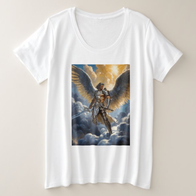 Golden Warrior of Heaven Archangel Michael Große Größe T-Shirt (Design vorne)