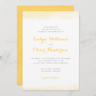 Golden Watercolor Dip Wedding Einladung