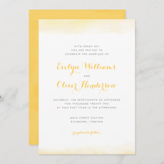 Golden Watercolor Dip Wedding Einladung