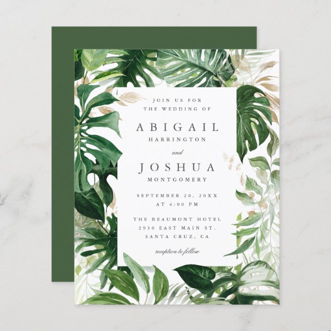 Golden & Watercolor Tropical Greenerity Wedding (Vorne/Hinten)