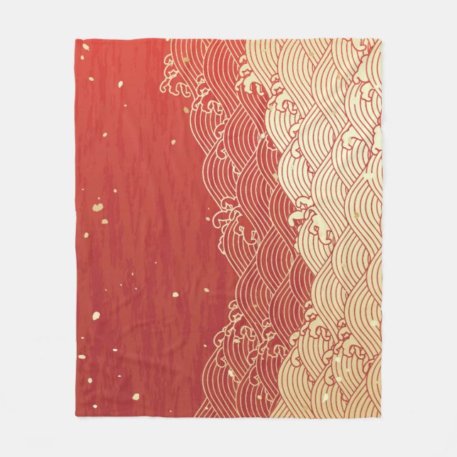Golden Wave Paper Texture Muster Fleecedecke (Vorderseite)