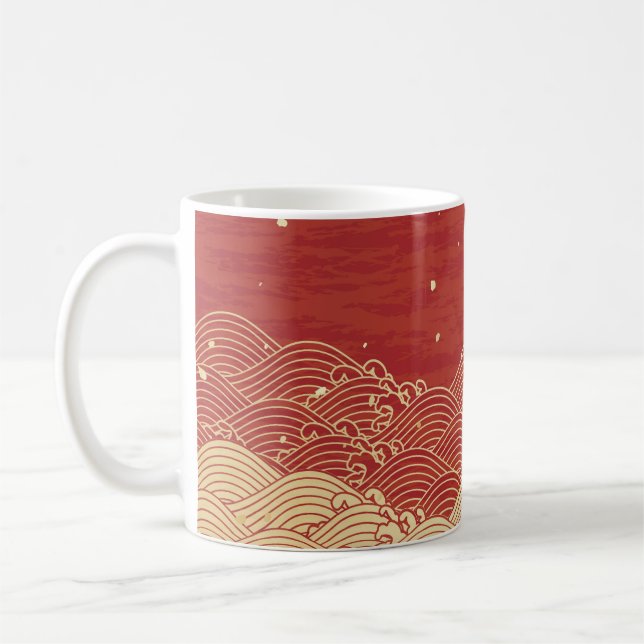 Golden Wave Paper Texture Muster Kaffeetasse (Links)