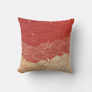 Golden Wave Paper Texture Muster Kissen