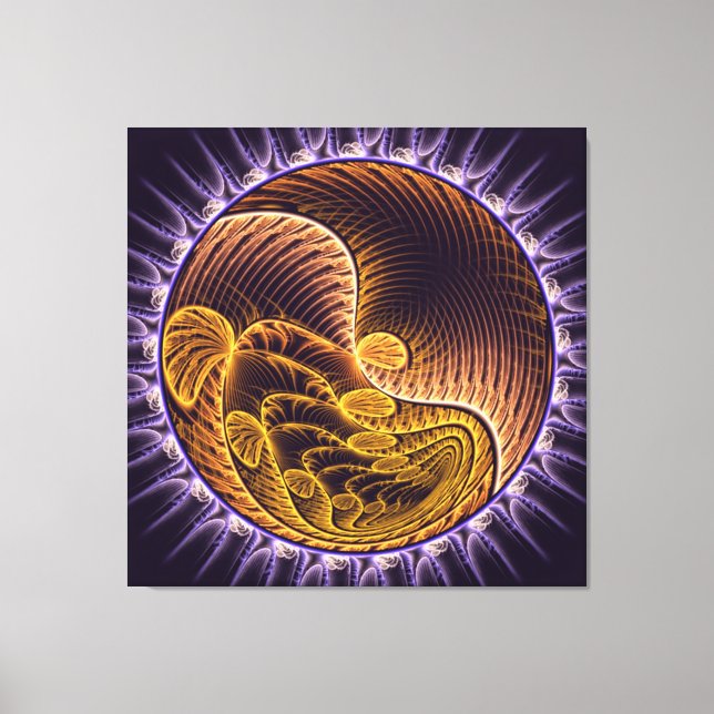 Golden Waves moderne Kunst Leinwanddruck (Vorderseite)