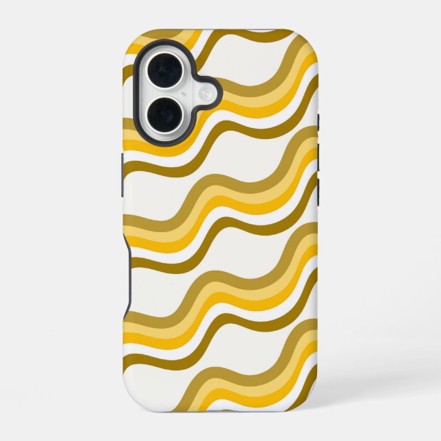 Golden Waves Pattern iPhone 16 Hülle (Rückseite)