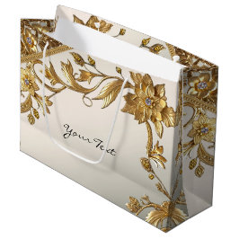 Golden Wavy Blätter Blumengeschenktasche Große Geschenktüte
