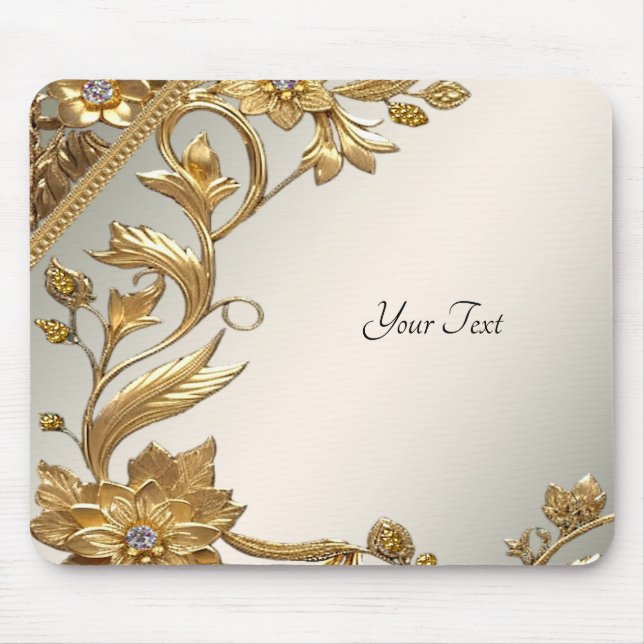 Golden Wavy Blätter Blumenmousepad Mousepad (Vorne)
