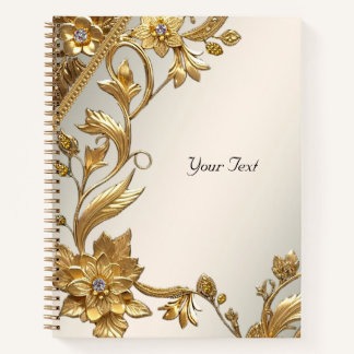 Golden Wavy Blätter BlumenNotebook Notizbuch