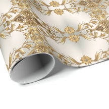 Golden Wavy Blätter Blumenpapier