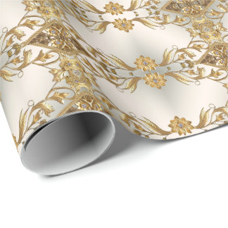 Golden Wavy Blätter Blumenpapier Geschenkpapier
