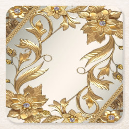 Golden Wavy Blätter Blumenpapier Untersetzer