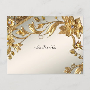 Golden Wavy Blätter Blumenpostkarte Postkarte