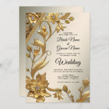 Golden Wavy Blätter Einladung zur Hochzeit von Flo