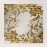 Golden Wavy Blätter Floral Jigsaw Puzzle<br><div class="desc">Schöne Golden Wavy Blätter Bloral Jigsaw Puzzle</div>