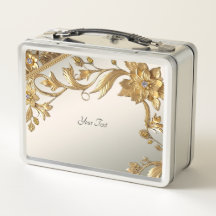 Golden Wavy Blätter Floral Lunchbox