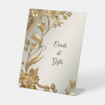 Golden Wavy Blätter Floral Tabletop Zeichen