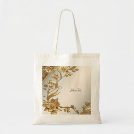 Golden Wavy Blätter Floral Tote Bag Tragetasche