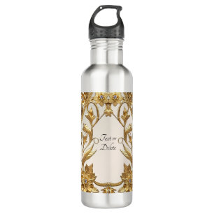 Golden Wavy Blätter Floral Water Flasche Edelstahlflasche