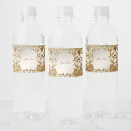 Golden Wavy Blätter Floral Water Flasche Etikett