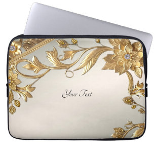 Golden Wavy Blätter floraler Laptop-Sieb Laptopschutzhülle