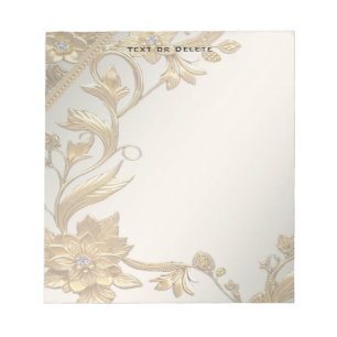 Golden Wavy Blätter floraler Notepad Notizblock