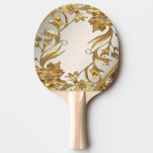 Golden Wavy Blätter Ping Pong Paddle