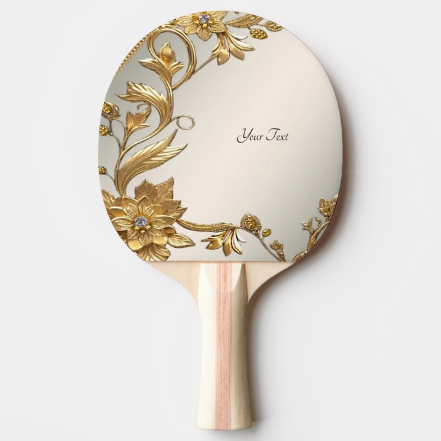 Golden Wavy Blätter Ping Pong Paddle Tischtennis Schläger (Vorderseite)