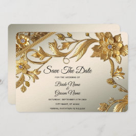Golden Wavy Blätter Save the Date floral