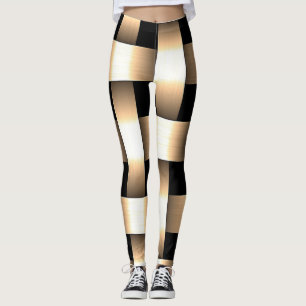 Golden Weave Design ~ Tan ~ Schwarz ~ Gold ~ Leggings