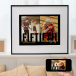 Golden Wedding 2 Foto Modernes 50-jähriges Jubiläu Poster<br><div class="desc">Laden Sie 2 Ihrer Lieblingsbilder hoch und erstellen Sie Ihr eigenes 50-jähriges Poster. Sie können sich mit Ihren Namen und Ihrem Hochzeitsdatum personalisieren, und die Fotovorlage ist für Sie Set zum Hochladen Ihrer beiden Bilder. Das Design zeichnet sich durch moderne überdimensionale Typografie und Pinselskripte in Schwarz und Gold aus. Eine...</div>