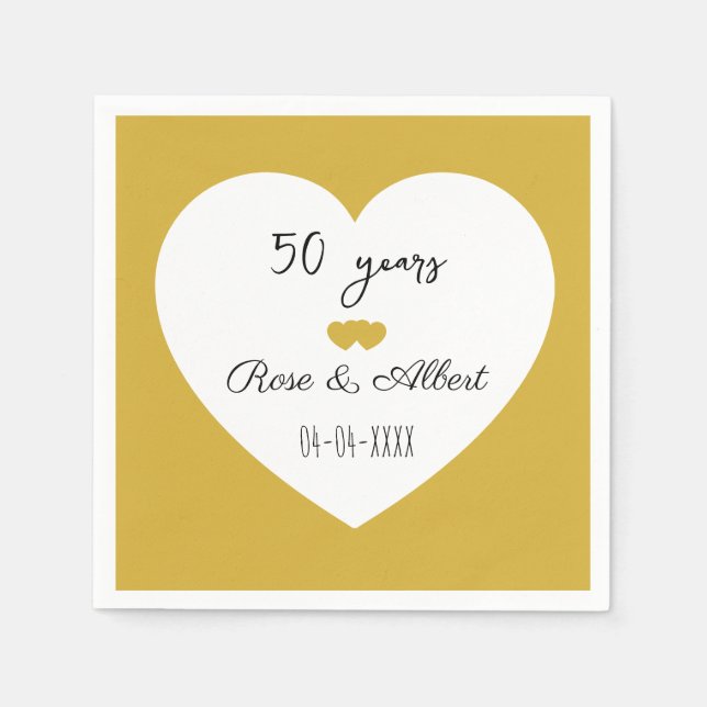 Golden Wedding, 50 Years of Marriage, Custom  Serviette (Vorderseite)