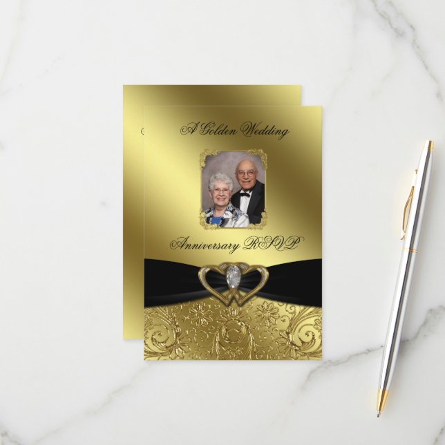 Golden Wedding Anniversary Foto UAWG RSVP Karte (Vorderseite/Rückseite Beispiel)