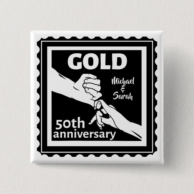 Golden Wedding Anniversary Holding Hands 50th Button (Vorderseite)
