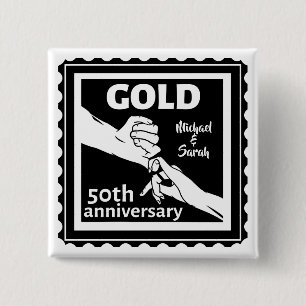 Golden Wedding Anniversary Holding Hands 50th Button