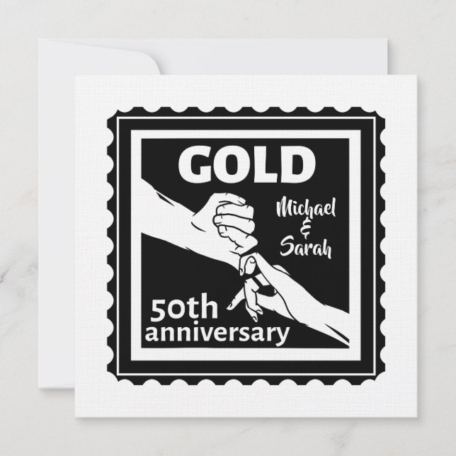 Golden Wedding Anniversary Holding Hands 50th Einladung (Vorderseite)