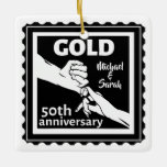 Golden Wedding Anniversary Holding Hands 50th Keramikornament<br><div class="desc">If you would like any help customizing this design,  please use the ask this designer button,  just below this text. A romantic design for your gold wedding anniversary,  when you are celebrating 50 years of marriage. This design has a Vector Illustration of a Holding Hands.</div>