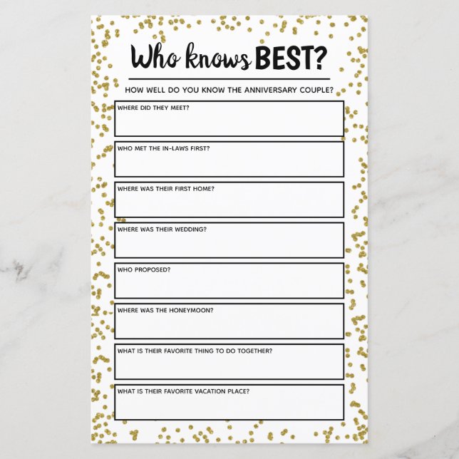 Golden Wedding Anniversary Party Game (Vorderseite)