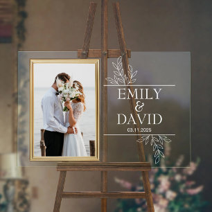 Golden Wedding Frame Elegante Blumentypografie Acrylschild