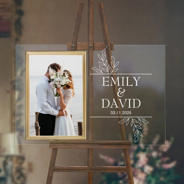 Golden Wedding Frame Elegante Blumentypografie Acrylschild (Von Creator hochgeladen)