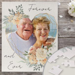 Golden Wedding Heart Forever and Ever Foto Puzzle