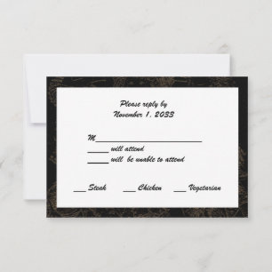 Golden Wedding Jubiläum RSVP Karten Black w Gold