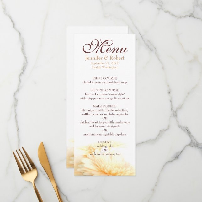Golden Wedding Menu Card Menükarte (Vorderseite/Rückseite Beispiel)