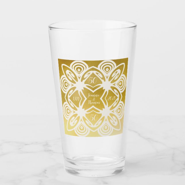 Golden Wedding Personalisierte Art Deco Glas (Vorderseite)