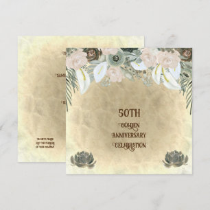 Golden Wedding Sage Green Watercolor Blume Einladung