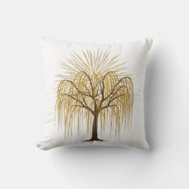 Golden Weeping Willow Tree Illustration Kissen