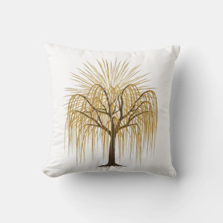 Golden Weeping Willow Tree Illustration Kissen