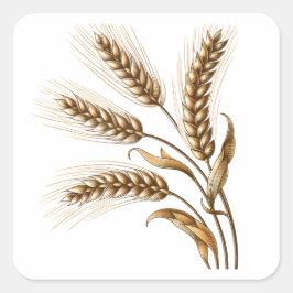 Golden Wheat Ears Quadratischer Aufkleber